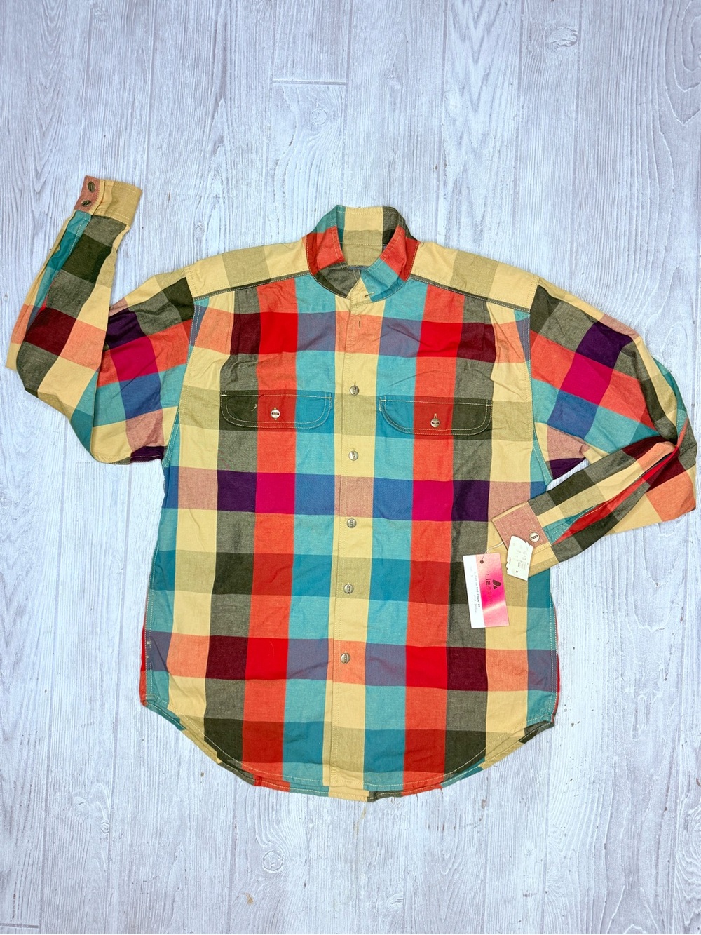 Nwt vintage 90s Liz wear long sleeve cotton button front shirt small plaid